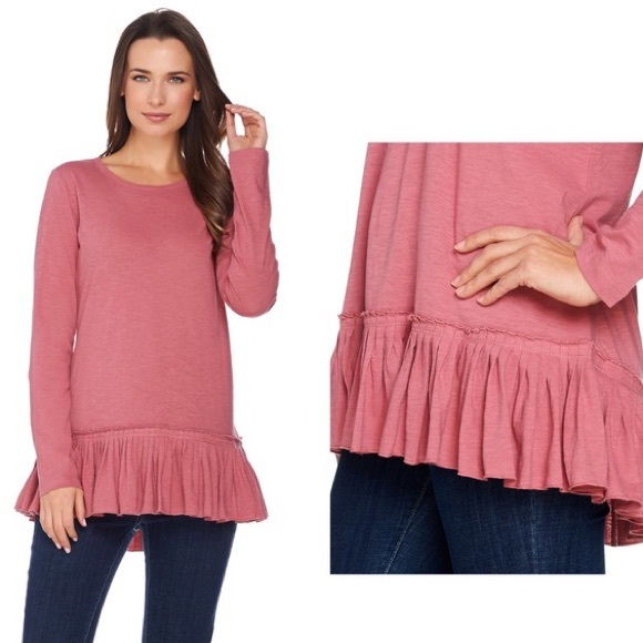 LOGO by Lori Goldstein Tops - LOGO PINK LONG SLEEVE TEE